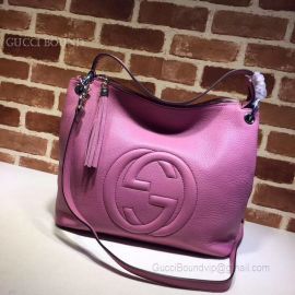 Gucci Women Tassels Soho Hobo Leather Shoulder Bag Purple 408825
