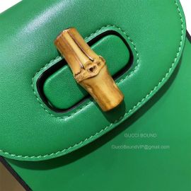 Gucci Love Parade Bamboo Mini Shoulder Top Handle Handbag in Green Leather 702106