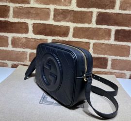 Gucci Blondie Small Shoulder Crossbody Leather Bag with Interlocking G Black 742360