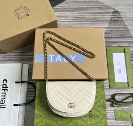 Gucci GG Marmont Chain Mini Shoulder Crossbody Bag Matelasse Leather White 746431
