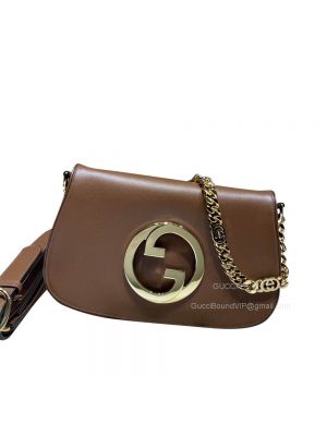 Gucci Love Parade Blondie Chain Shoulder Bag with Round Interlocking G in Brown Leather 699268