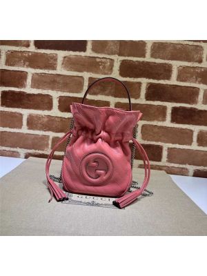 Gucci Pink Leather Blondie Mini Bucket Crossbody Bag with Interlocking G 760313